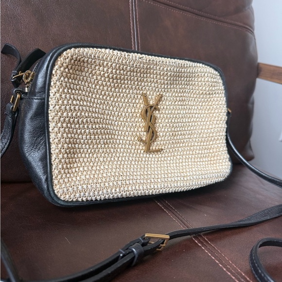 Yves Saint Laurent Woven Raffia Lou Camera Bag - Picture 2 of 9